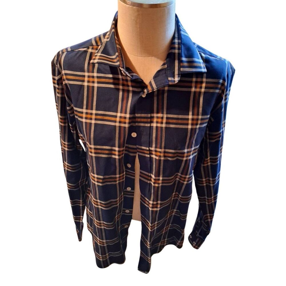 Untuckit extra large plaid orange cream navy